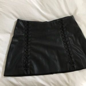 Zara black pleather mini with lacing